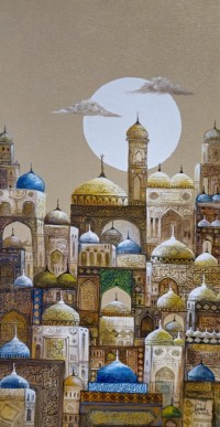 Javed Qamar, 12 x 24 inch, Acrylic on Canvas Calligraphy Painting, AC-JQ-259